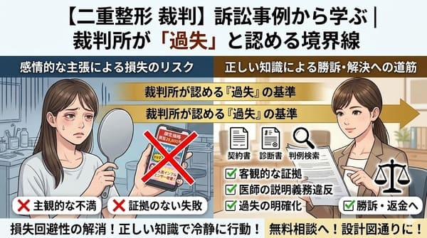 【二重整形 裁判】訴訟事例から学ぶ｜裁判所が「過失」と認める境界線