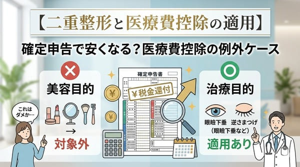 【二重整形 医療費控除の適用】確定申告で安くなる？控除の例外ケース