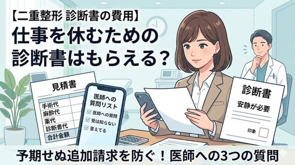 【二重整形 診断書の費用】 仕事を休むための診断書はもらえる？