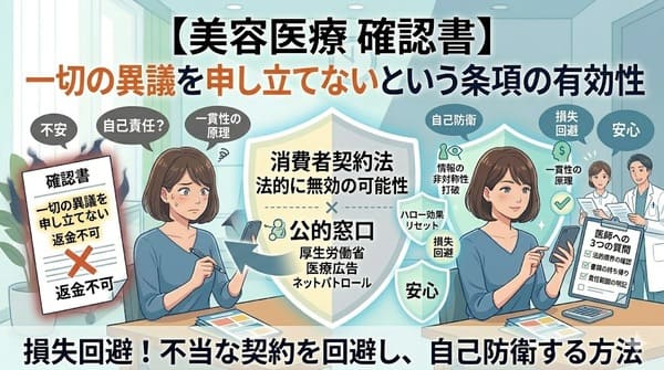 【美容医療 確認書】一切の異議を申し立てないという条項の有効性