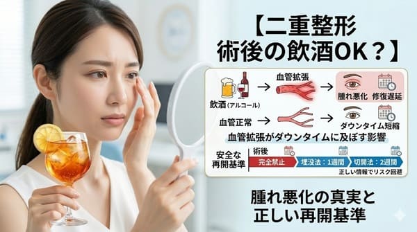 【二重整形 術後の飲酒OK？】血管拡張がダウンタイムに及ぼす影響