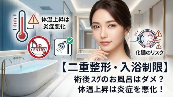 【二重整形 入浴の制限】術後スグのお風呂はダメ？体温上昇は炎症を悪化！