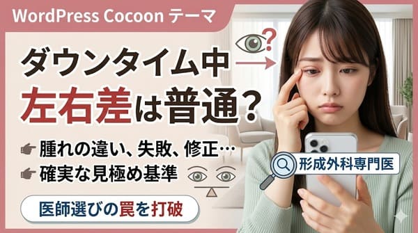 【二重整形：まぶたの左右差】ダウンタイム中は違いがあるのが普通？